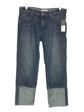 NEW Guess Jeans Straight Leg Slouch Fit Women’s 31 Patchwork Cuff Medium Wash